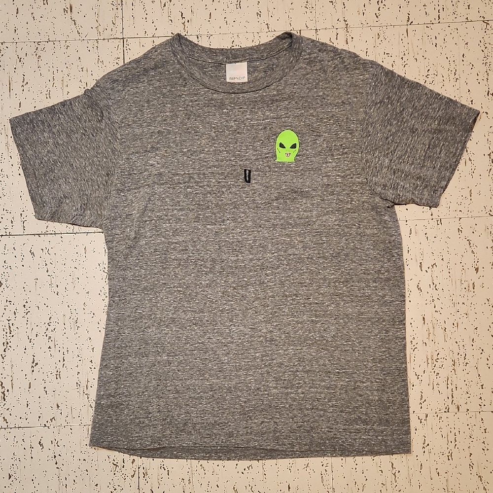 Rip N Dip Grey Alien Pocket Crewneck T Shirt